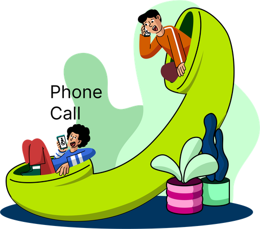 Two people happily conversing over a phone call  Illustration