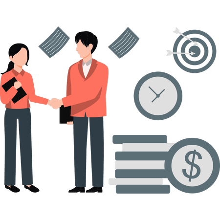 Two people have finalized the business deal  Illustration