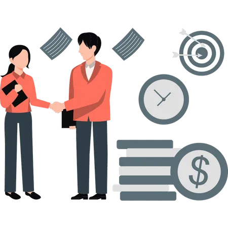 Two people have finalized the business deal  Illustration