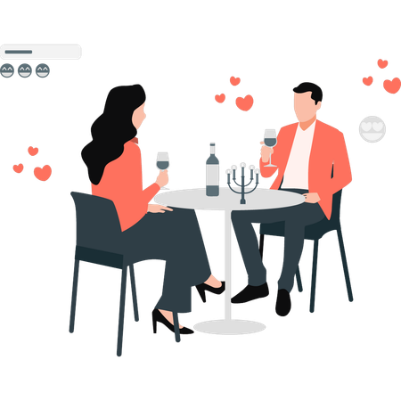 Two people having lovely lunch  Illustration