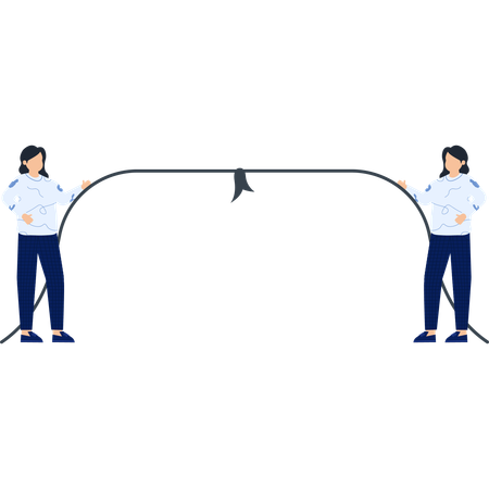 Two People Holding a Curved Bar with a Decorative Element  Illustration