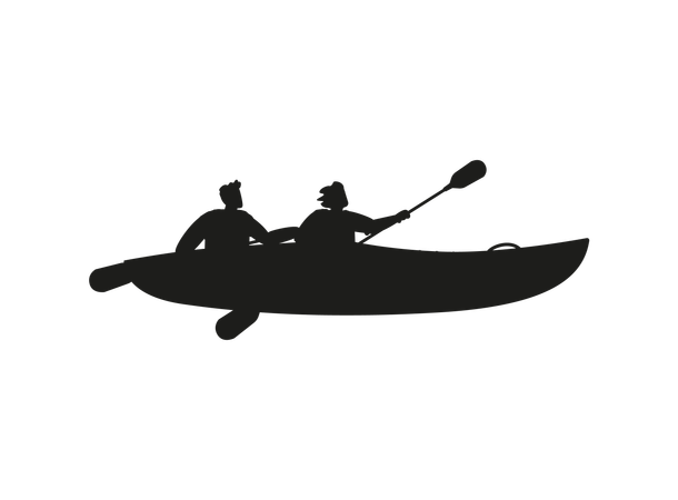 Two people in a kayak paddling  Illustration