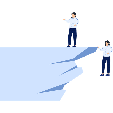Two People on a Cliff Business  Teamwork Strategy  Illustration