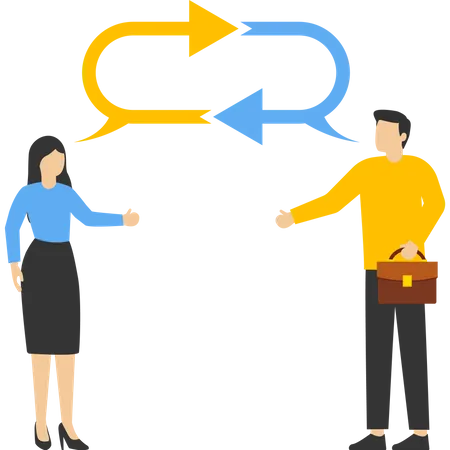 Two person have communication skills and client relations  Illustration