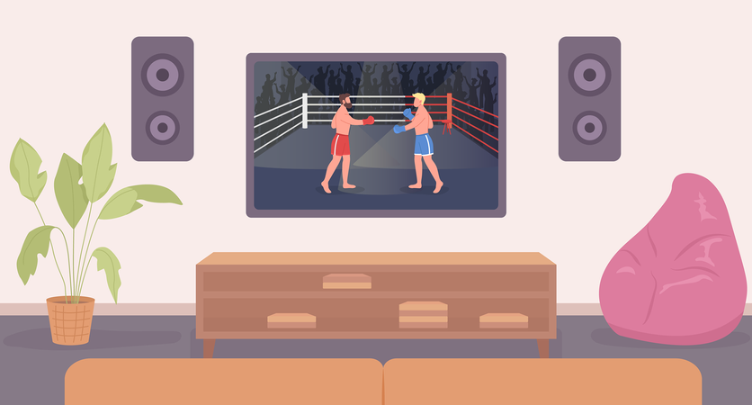 Two-player fighting game on tv screen Illustration