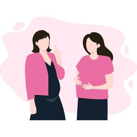 Two pregnant ladies talking to each other  일러스트레이션
