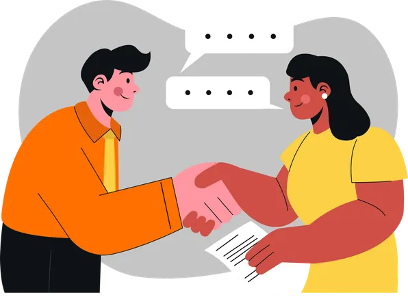 Two Professionals Shaking Hands in  Collaborative Agreement Setting  Illustration