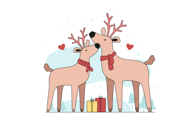 Merry Christmas Flat Vector Illustration Illustration