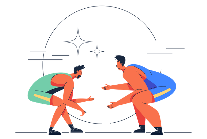 Two sportsman in Wrestling competition Illustration