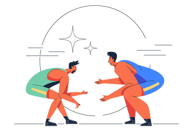 Two sportsman in Wrestling competition  Illustration