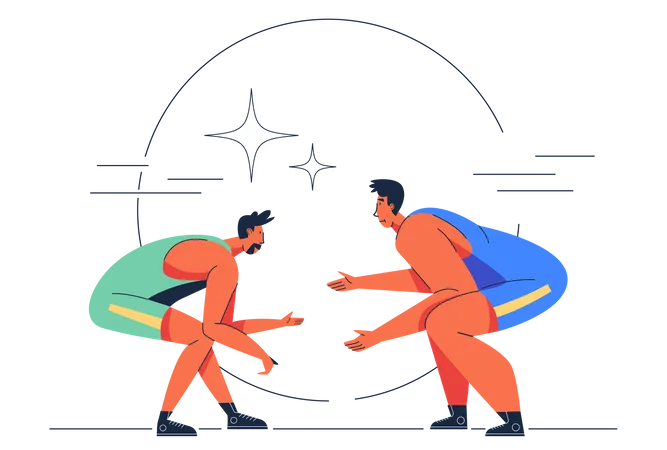 Two sportsman in Wrestling competition  Illustration