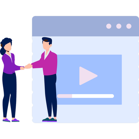 Two video investors shaking hands  Illustration