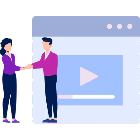 Two video investors shaking hands  Illustration