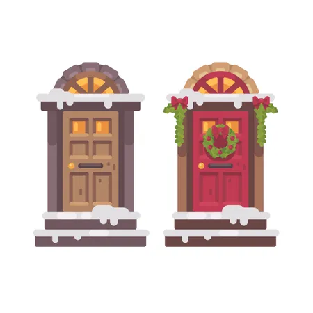 Two Winter Doors  Illustration