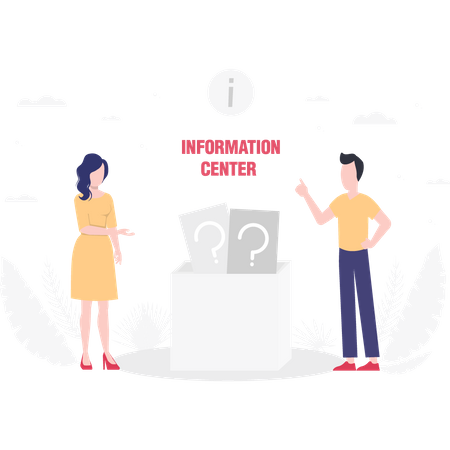 Two woman at Information center  Illustration