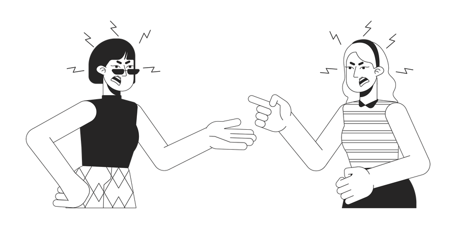 Two women confrontation  Illustration