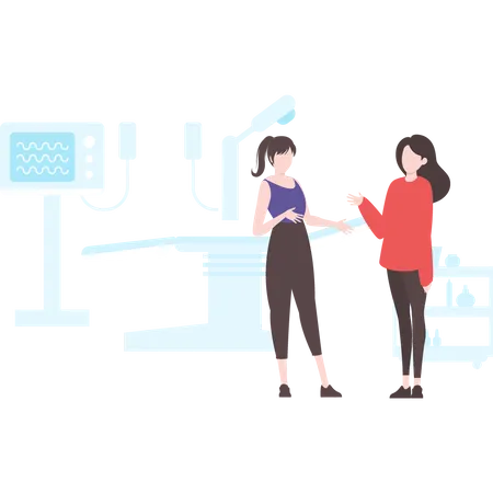 Two women discussing about skin treatment Illustration