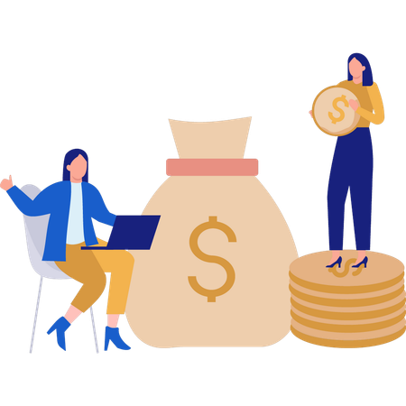 Two Women Talking About Finance Business  Illustration