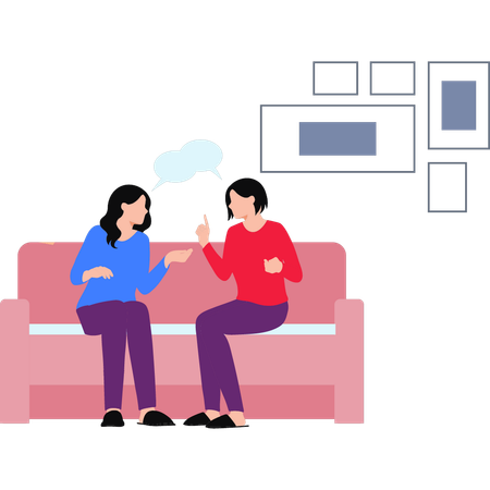 Two Women Talking With Each Other  Illustration