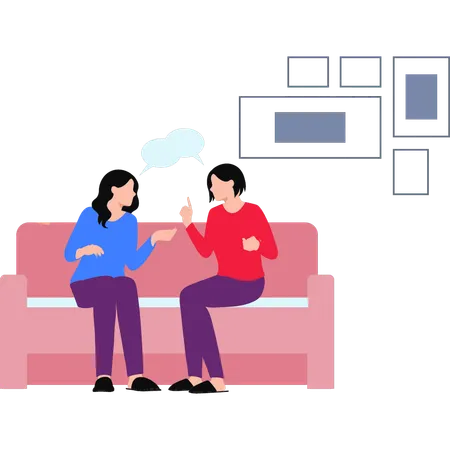 Two Women Talking With Each Other  Illustration