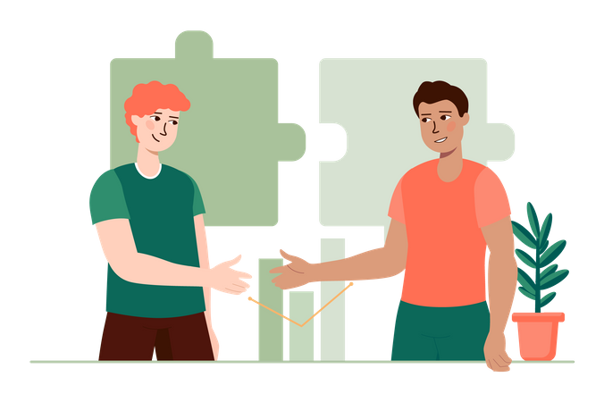 Two Young man solving business problem  Illustration