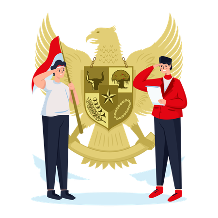 Two youth characters in salute pose  Illustration