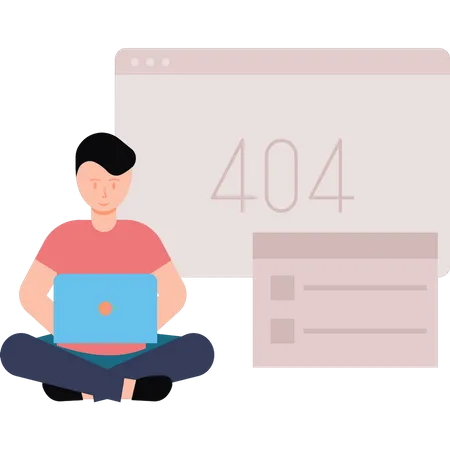 Typ arbeitet an Webfehler 404  Illustration