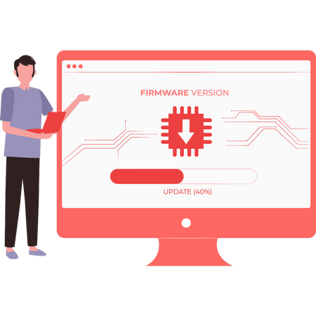 Typ, der die Firmware-Version installiert  Illustration