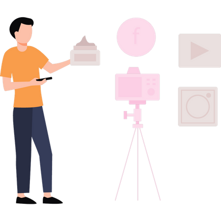 Typ macht Werbevideos für Kosmetika  Illustration