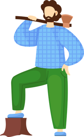 Typ mit Axt fällt Bäume  Illustration