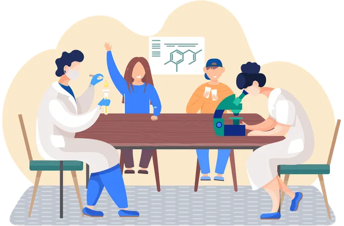 Typ tropft aus Pipette in ein Reagenzglas  Illustration
