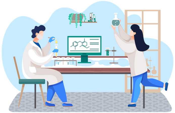 Typ tropft aus Pipette in Reagenzglas  Illustration