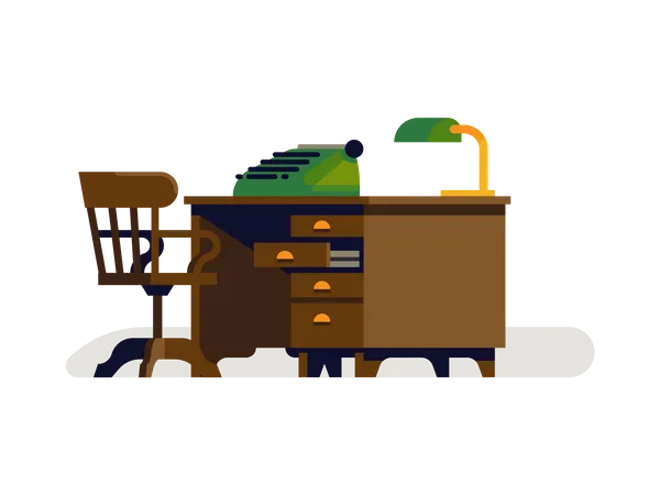 Typewriter work desk  Illustration