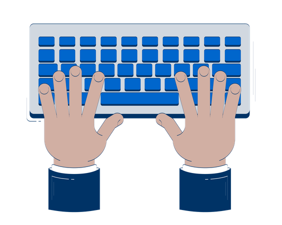 Typing hands on keyboard  Illustration