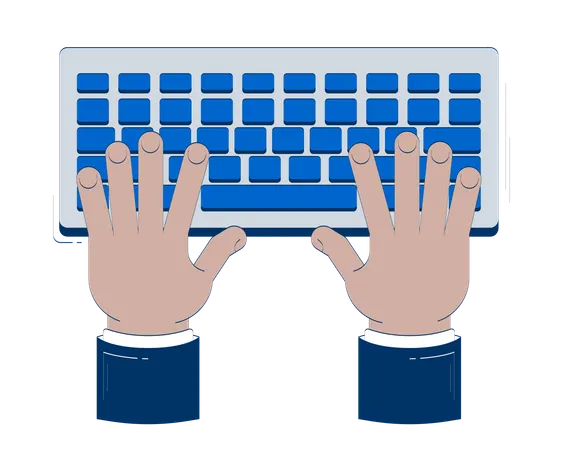 Typing hands on keyboard  Illustration