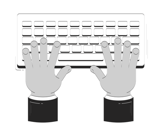 Typing hands on keyboard  Illustration