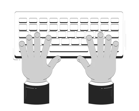 Typing hands on keyboard  Illustration