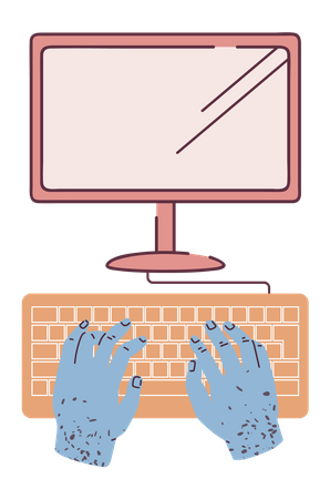 Typing on computer Illustration