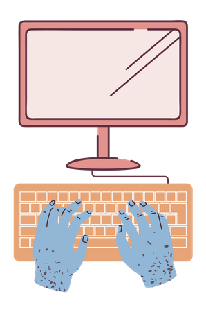 Typing on computer  Illustration