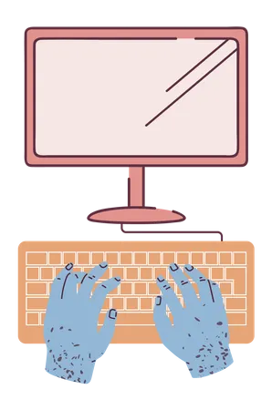 Typing on computer  Illustration