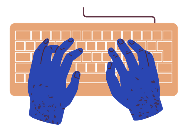 Typing on keyboard Illustration