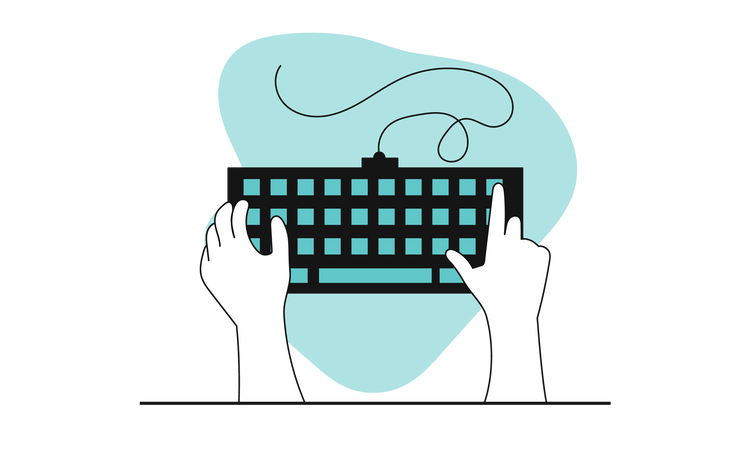 Typing on the keyboard  Illustration