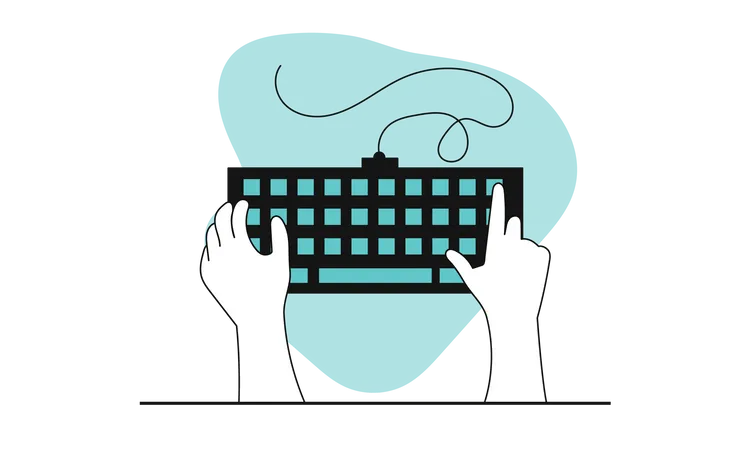 Typing on the keyboard  Illustration