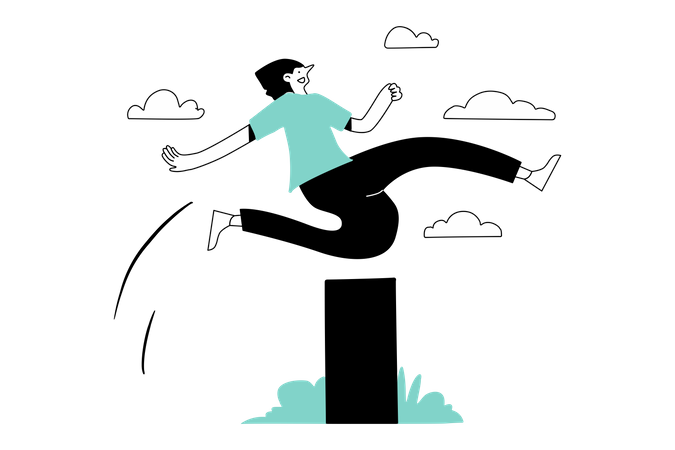 Über die Mauer springen  Illustration