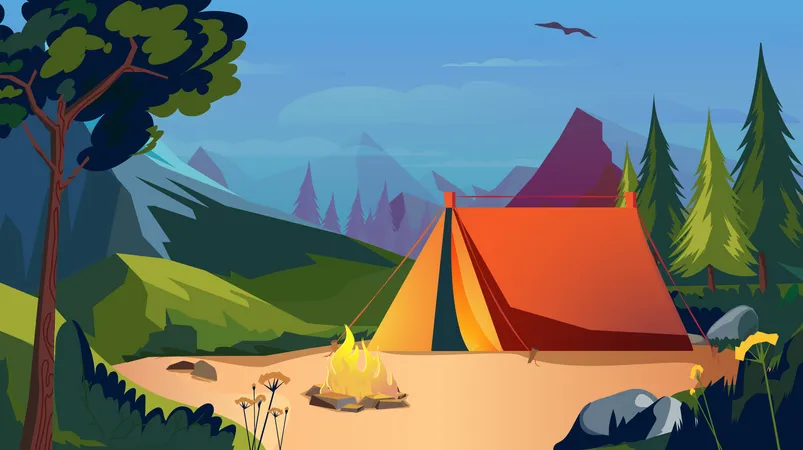 Übernachtung im Camping  Illustration