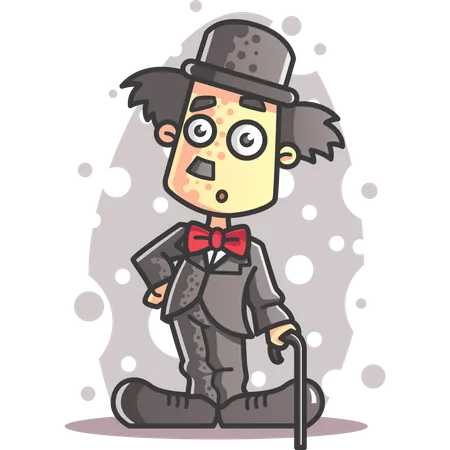 Überraschter Charlie Chaplin  Illustration