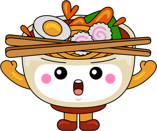 Überraschter Ramen-Maskottchen-Charakter  Illustration