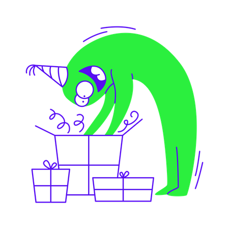 Überraschungsgeschenk zum Geburtstag zum Öffnen  Illustration