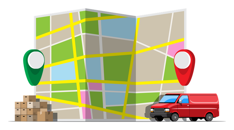 Ubicación de seguimiento GPS de entrega  Ilustración