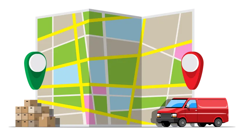 Ubicación de seguimiento GPS de entrega  Ilustración